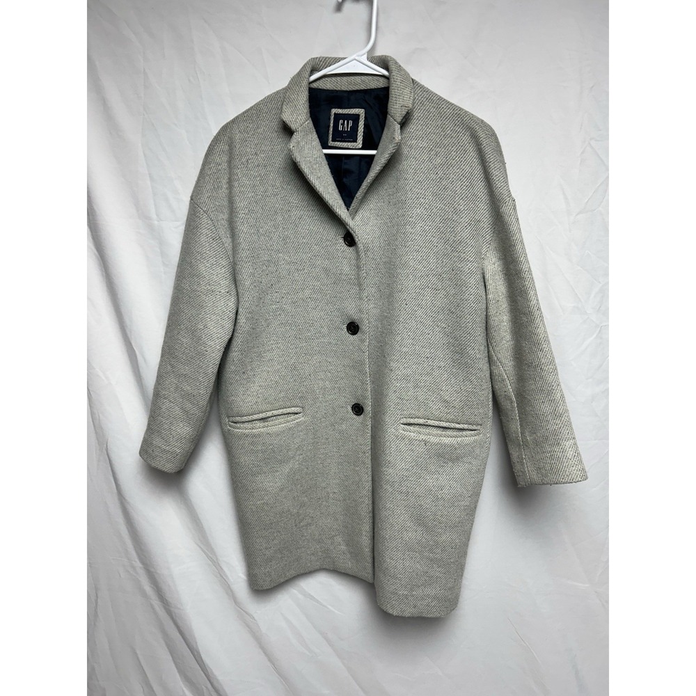 Gap Wool Blend Car Coat Cocoon Peacoat Oatmeal Gray Heather 3 Button Women's XS